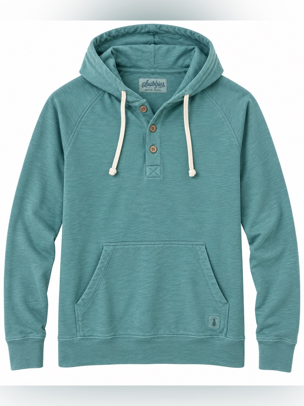 Chubbies Men’s Medium Teal Henley Pullover Hoodie 100% Cotton